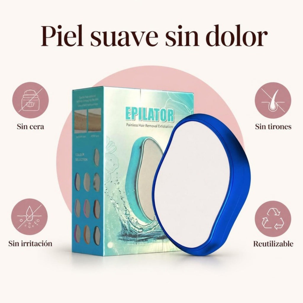 Depilador de cristal: piel suave sin dolor, sin cera, sin tirones, sin irritación y reutilizable